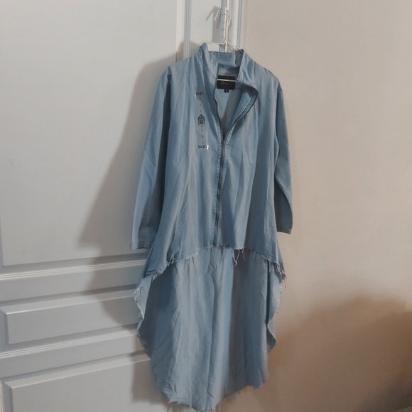 Woman Shirt-dress Longsleeve Blue Size Large - Picture 15 of 15